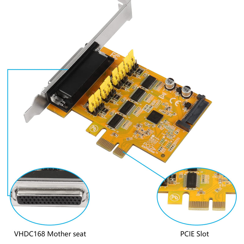  [AUSTRALIA] - CERRXIAN PCIE to 4 Port RS232 Expansion Card,DB9 Dual Channel PCIe X1 AX99100 Expansion Card for Desktop PC,with 4 Port External Cable