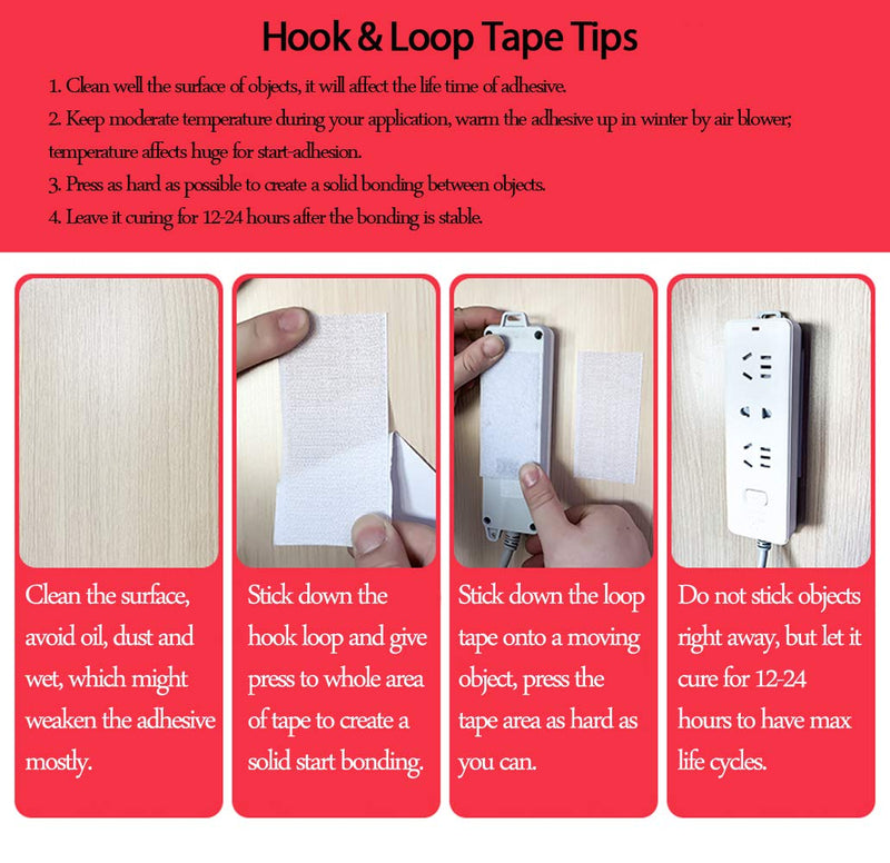  [AUSTRALIA] - LLPT Hook and Loop Tape Color White 1 Inch x 23 Feet Each Roll Heavy Duty Adhesive Hook Loop Strip Mounting Tape for Indoor and Outdoor (HTW130) 1" x 23 Ft