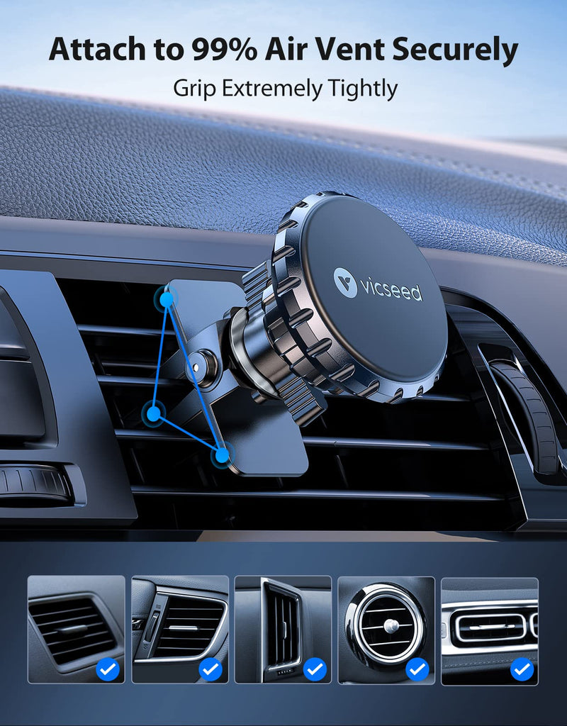  [AUSTRALIA] - VICSEED 𝟮𝟬𝟮𝟯 𝙐𝙥𝙜𝙧𝙖𝙙𝙚𝙙 Magnetic Phone Holder for Car [6 Strong N55 Magnets] Magnetic Car Mount [1S Put &Take] Car Vent Phone Mount for Car Hands-Free Holder, Fit with All Smartphones