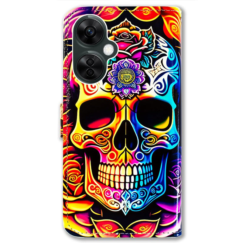  [AUSTRALIA] - Bcov OnePlus Nord N30 5G Case,Colorful Mandala Skull Flowers Leather Flip Phone Case Wallet Cover with Card Slot Holder Kickstand for OnePlus Nord N30 5G Colorful Mandala Skull Flowers
