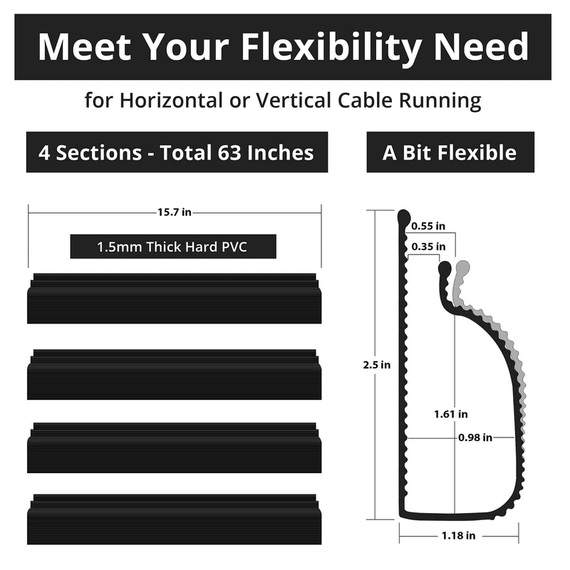  [AUSTRALIA] - ZhiYo J Channel Cable Raceway 63in & 6.6ft 1 inch Cable Sleeve Bundle