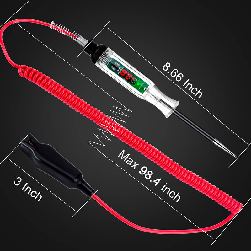 Premium Digital LED Automotive Circuit Tester, DC 2.6V-32V Test Light with Portable PU Extended Spring Wire, Vehicle Circuits Low Voltage Light Tester with Sharp Stainless Probe - LeoForward Australia