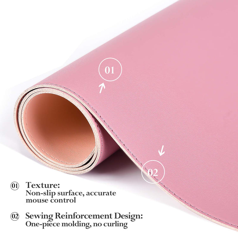 EMINTA Large Desk Pad Protector, Upgrade Sewing Edge 35.4 x 17Inch PU Leather Writing Mat, Gaming Mouse Pad, Waterproof Desk Blotter Pad, Double Sides (Purple/Pink) Purple/Pink - LeoForward Australia