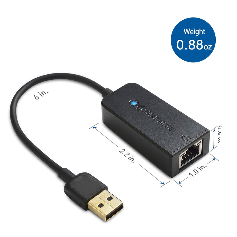 Cable Matters USB to Ethernet Adapter Supporting 10/100 Mbps Ethernet Network in Black - LeoForward Australia