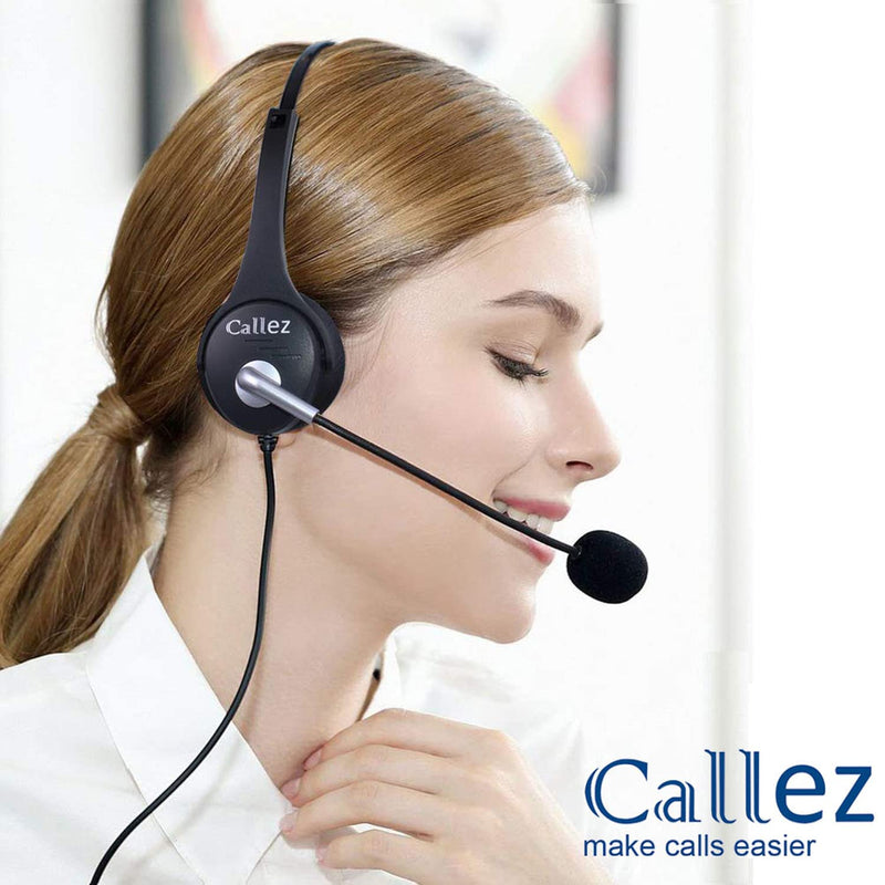  [AUSTRALIA] - Callez RJ9 Telephone Headsets with Noise Cancelling Mic Compatible with Polycom Mitel ShoreTel Plantronics Zultys Toshiba NEC Aspire Dterm Nortel Norstar Landline Deskphones