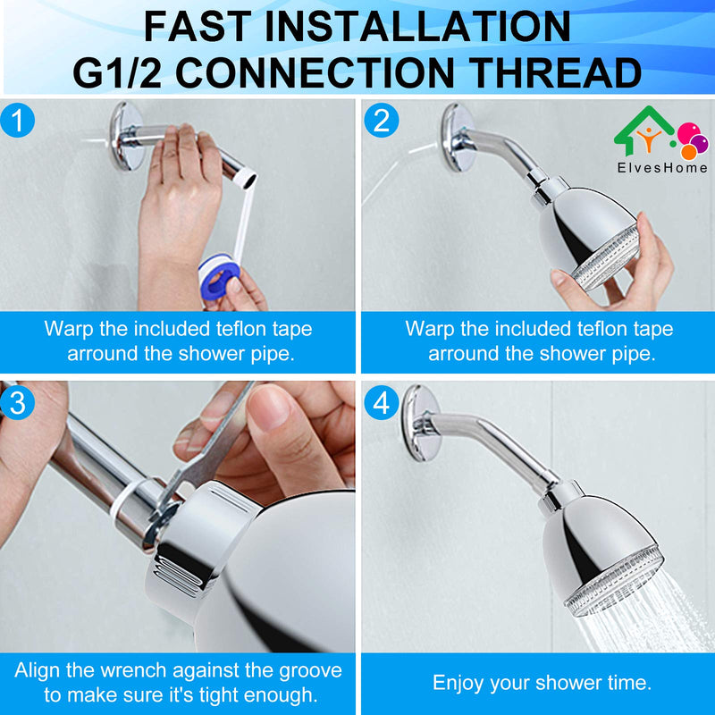  [AUSTRALIA] - Fixed Shower LED Shower Head High Pressure Rain 7 Color Flash Light, Automatically Changing LED Adjustable Luxury Upgraded Modern Chrome Fixed Flow ShowerHead for Bathroom, Easy Tool-Free Installation