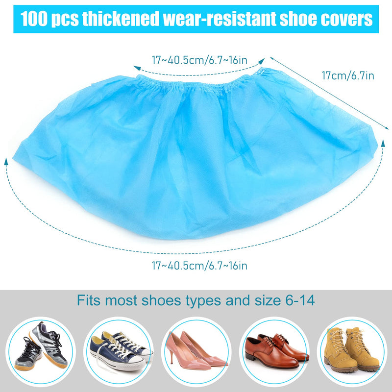  [AUSTRALIA] - Shoe covers, 100 pieces (50 pairs) non-slip shoe covers, shoe protection for indoor and outdoor use (blue)