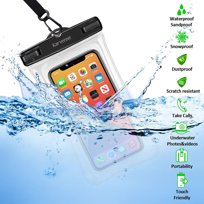  [AUSTRALIA] - Waterproof Phone Bag Floating, Karvense Waterproof Cell Phone Lanyard Case/Pouch/Holder Floating for iPhone, Samsung Galaxy, LG, Moto, Pixel, All Phones up to 7.0'', Universal Dry Bag– 4 Pack Black, Black,Black, Black,