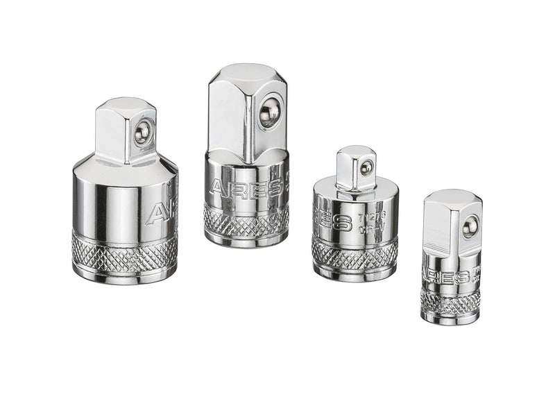  [AUSTRALIA] - ARES 70007 - 4-Piece Socket Adapter and Reducer Set - 1/4-Inch, 3/8-Inch, & 1/2-Inch Ratchet/Socket Set Extension/Conversion Kit - Premium Chrome Vanadium Steel with Mirror Finish