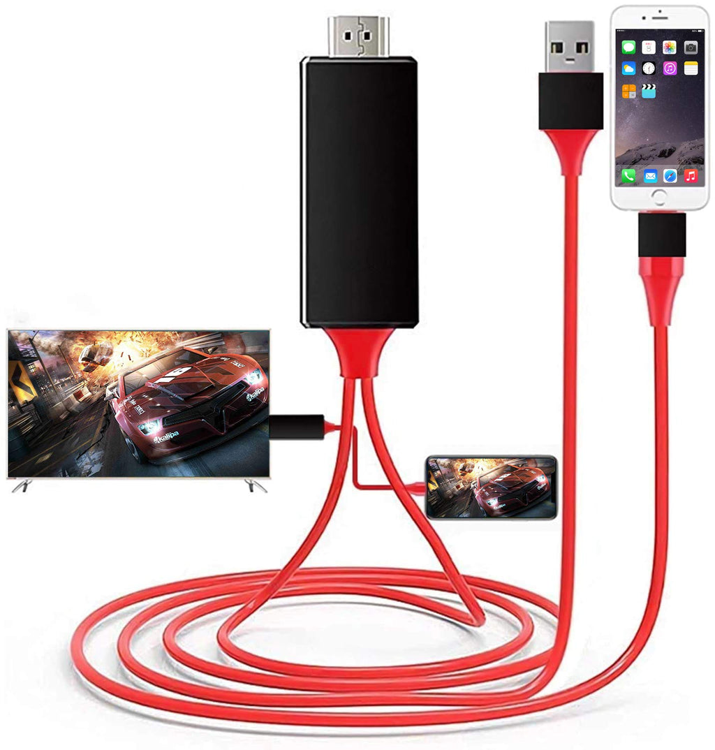  [AUSTRALIA] - MagicEB [Apple MFi Certified] Lightning to HDMI Adapter Cable, Compatible with iPhone to HDMI, 1080P Digital AV Converter, for iPhone iPad iPod to TV Cord 6.6FT, Red