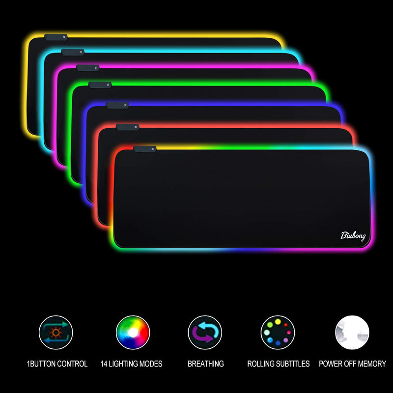 RGB Gaming Mouse Pad, Large Expanded Soft LED Mouse Pad with 14 Light Modes, Anti-Slip Rubber Base for Computer Keyboard Mat, 31.5"x11.8"x0.16" (XL) - LeoForward Australia
