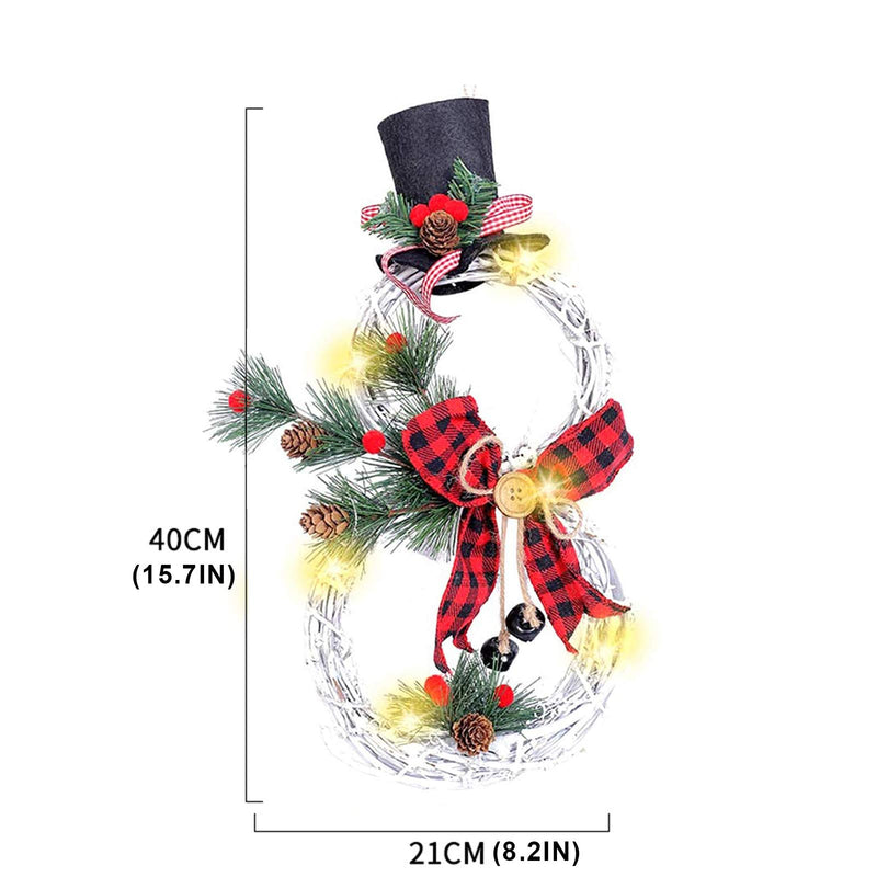 [AUSTRALIA] - N/J Christmas Wreath Decoration - Lighted Ornament Home Decoration Garland Pendant with Beautiful Bow, Snowman Shape Wreath for Front Door Home Wall Decor (Red) Red