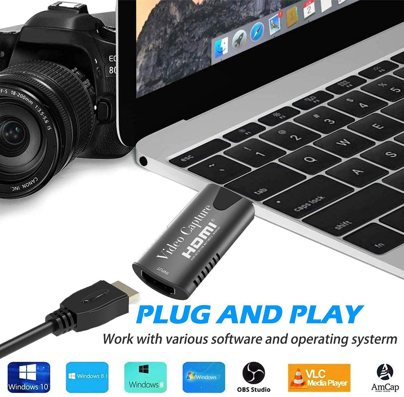  [AUSTRALIA] - Bokadzi 4K HDMI Video Capture Card, Cam Link Card Game Capture Card Audio Capture Adapter HDMI to USB 3.0 Record Capture Device for Streaming, Live Broadcasting, Video Conference, Teaching, Gaming