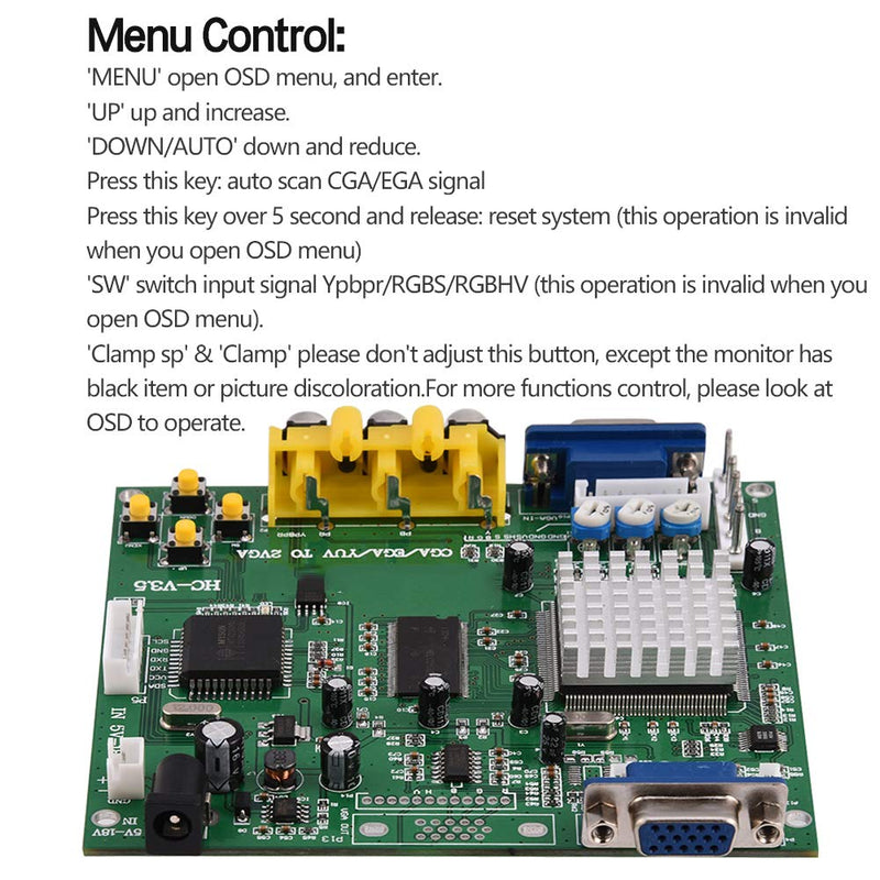  [AUSTRALIA] - Zerone CGA/EGA/YUV/RGB to VGA Arcade Game HD Video Converter Adapter Board for CRT LCD PDP Monitor, with True Digital 24-Bit A/D Converter