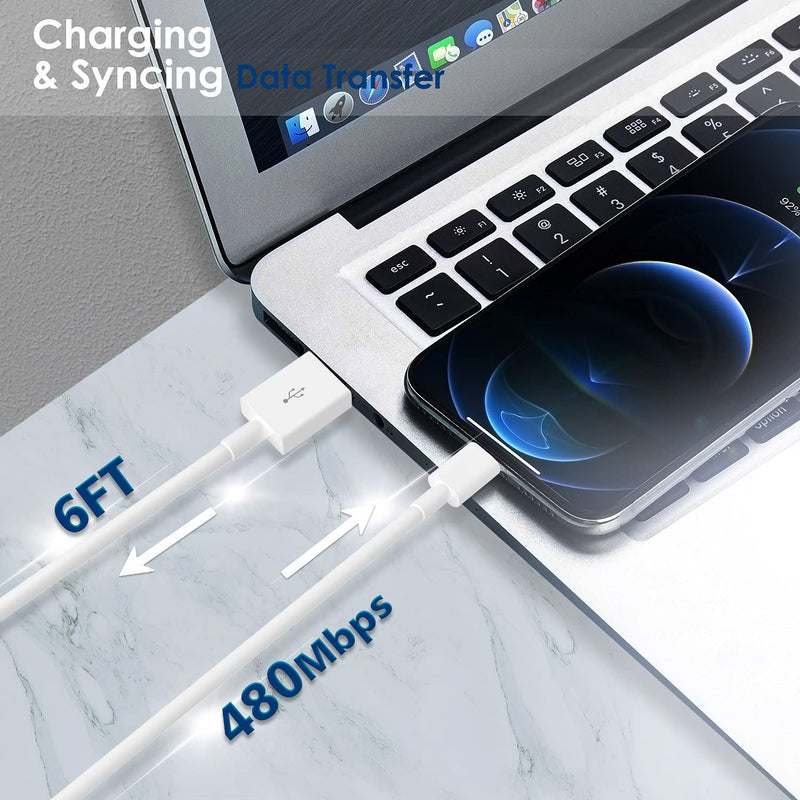  [AUSTRALIA] - iPad Charger iPhone Charger [Apple MFi Certified] 12W Fast Charging USB Wall Charger Foldable Portable Travel Plug with 2 Pack 6FT Lightning Cable Cord Compatible with iPhone, iPad, Airpods and More