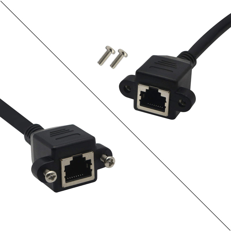 GINTOOYUN Panel Mount RJ45,RJ45 Male to Female 90 Degree Screw Panel Mount CAT6/5e/5 Shielded Network LAN Extender Cord Connector (Angled Right) Angled Right - LeoForward Australia