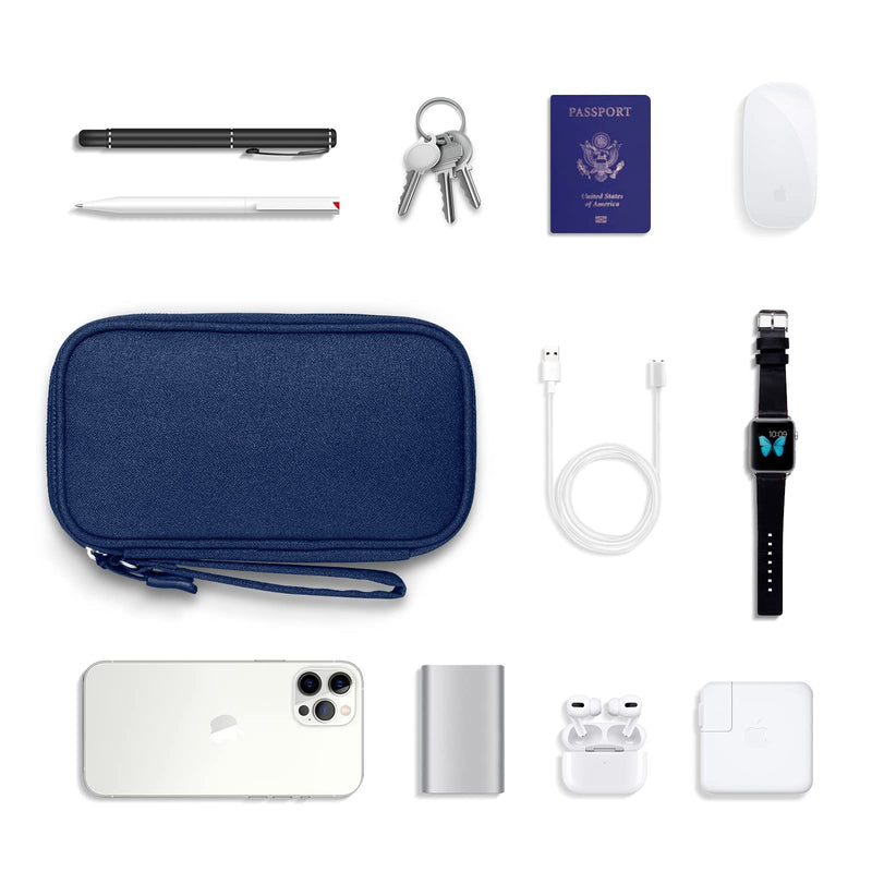  [AUSTRALIA] - Electronics Travel Organizer (2pcs), Airplane Essentials Carrying Case for Tech Accessory (Navy Blue, Two Layers-M) Navy Blue