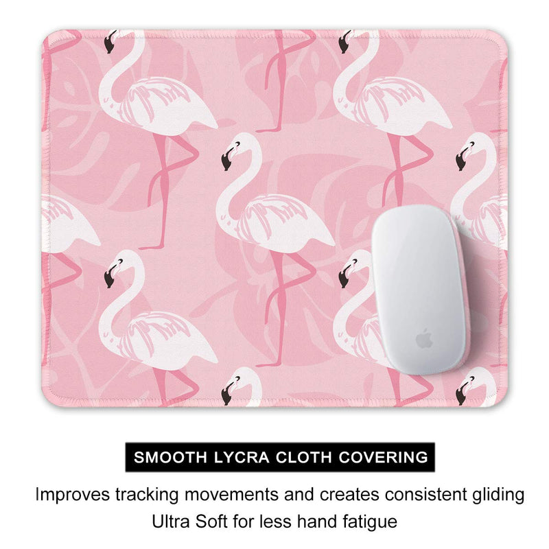  [AUSTRALIA] - Auhoahsil Mouse Pad, Square Flamingo Theme Anti-Slip Rubber Mousepad with Stitched Edges for Office Gaming Laptop Computer Women Girls, Cute Custom Pattern, 11.8" x 9.8", Elegant White Flamingos Pink White Flamingo