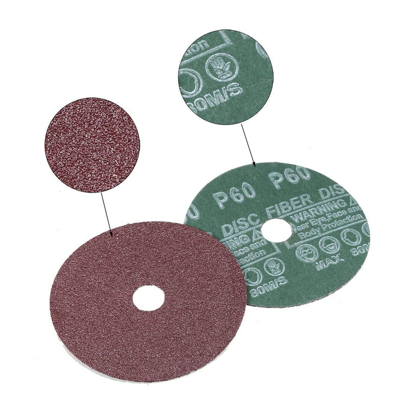  [AUSTRALIA] - uxcell 4-Inch x 5/8-Inch Aluminum Oxide Resin Fiber Discs, Center Hole 60 Grit Sanding Grinding Discs, 10 Pack