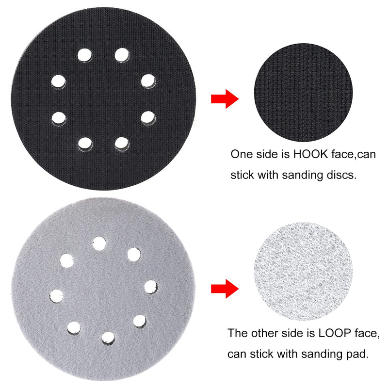  [AUSTRALIA] - 5-Inch 8 Holes Hook and Loop Soft Sponge Cushion Interface Buffer Pad, Pack of 2 8-hole-soft