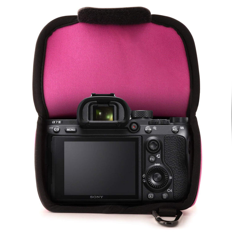  [AUSTRALIA] - MegaGear Ultra Light Neoprene Camera Case Compatible with Sony Alpha A7 III, A7R III, A9 (28-70mm) Hot Pink