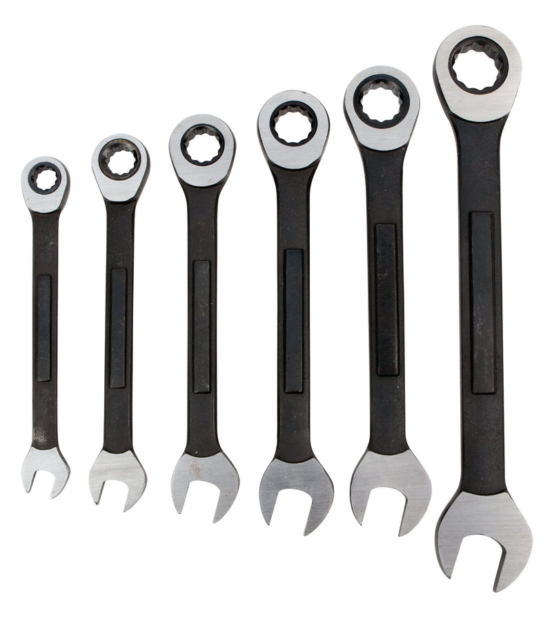  [AUSTRALIA] - Performance Tool Black 6pc Rack W1166 6 Piece SAE Combination Ratchet Wrench Set | Premium Drop Forged Alloy Steel | Oil & Corrosion Resistant Finish | Sizes: 5/16, 3/8, 7/16, 1/2, 9/16, 5/8"