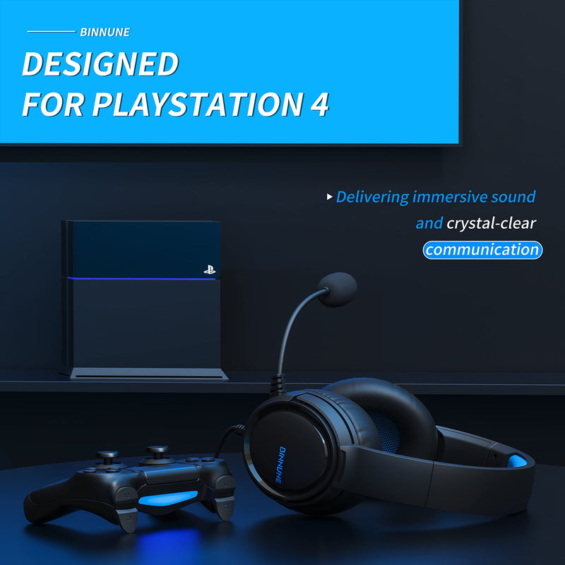  [AUSTRALIA] - BINNUNE Gaming Headset with Mic for PS4 PS5 Xbox Series X|S Xbox One PC Switch, Wired Audifonos Gamer Headphones with Microphone Playstation 4|5 Xbox 1 Black/Blue