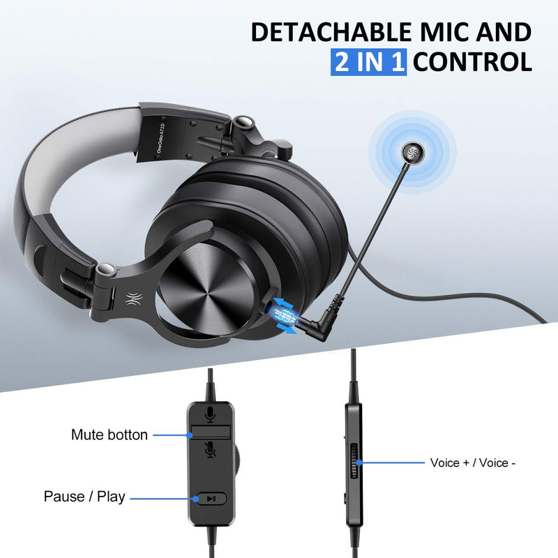  [AUSTRALIA] - OneOdio Computer Headsets with Microphone - PC Headphones with Boom Mic for Gaming Wired Over Ear Headset with in-Line Control Volume Mute for Mac Laptop Office Zoom Conference