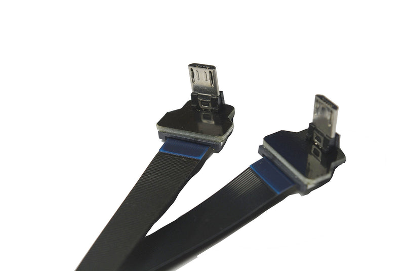  [AUSTRALIA] - Permanent Slim Flat Micro USB FPV Flat Slim Thin Ribbon FPC Cable Micro USB 90 Degree Angle to Micro USB 90 UP for sync and Charging (50CM) 50CM