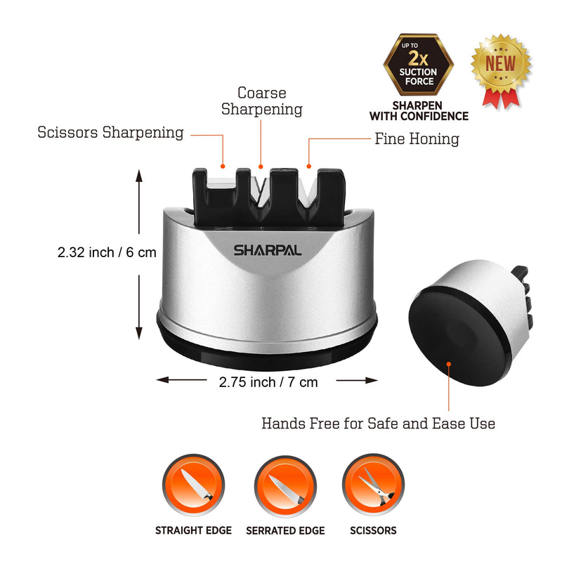  [AUSTRALIA] - SHARPAL 191H Pocket Kitchen Chef Knife Scissors Sharpener for Straight & Serrated Knives, 3-Stage Knife Sharpening Tool Helps Repair and Restore Blades