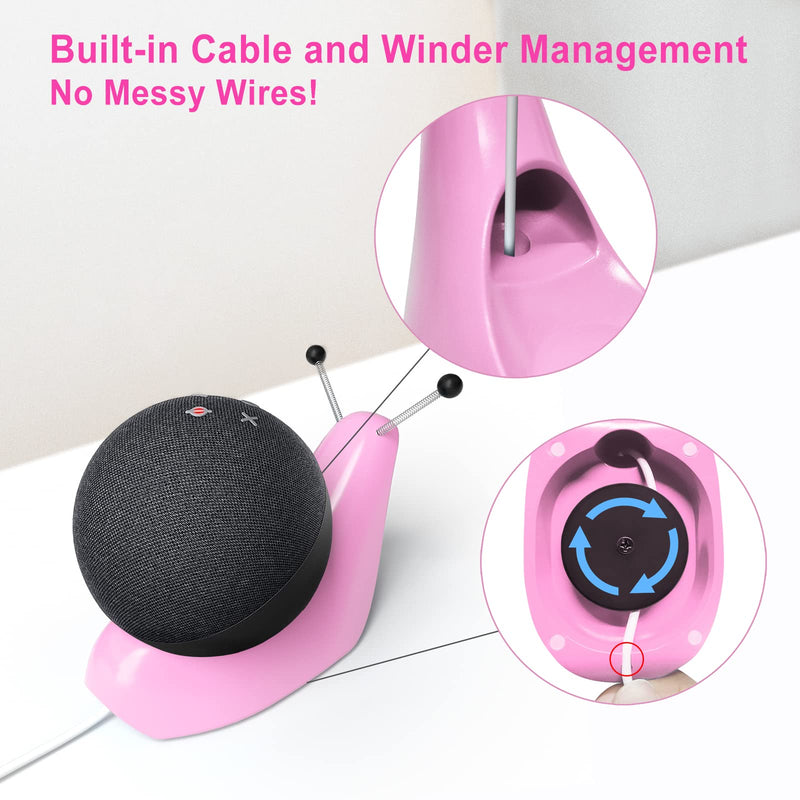  [AUSTRALIA] - Stable Stand Holder for Echo Dot 4th Generation Stand, Desktop Stand Designed for Echo Dot 4th Gen Holder with Cable Management, Cute Desk Table Stand for Echo Dot 4th Gen Speaker Mount, Pink