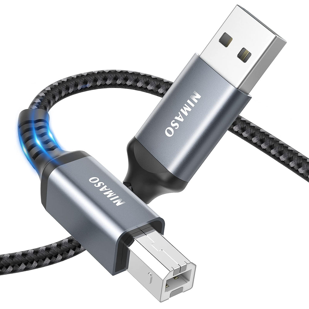  [AUSTRALIA] - NIMASO Printer Cable 10 FT/ 3 Meter, USB 2.0 Printer Cable USB Type A to Type B Scanner Cord High Speed Compatible with HP, Canon, Epson, Dell, Lexmark, Brother, Xerox, Samsung and More. Grey