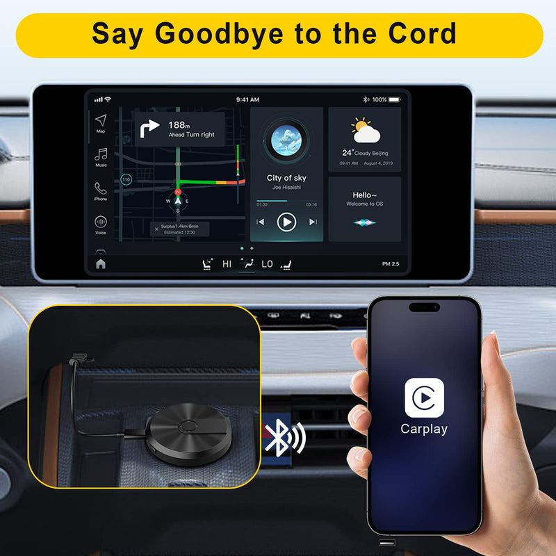 [AUSTRALIA] - Yegcaw Wireless CarPlay Adapter, Apple Carplay 2023 Upgrade Plug & Play Wireless CarPlay Dongle Converts Wired to Wireless Fast and Easy Use Support Online Update for Cars from 2015 & iPhone iOS 10+