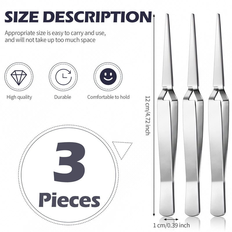  [AUSTRALIA] - Minatee, 3 Pieces Reverse Tweezers Locking for Crafting Cross Electronics Action Forceps Tension Stainless Steel Craft Jewelry Laboratory, Minatee