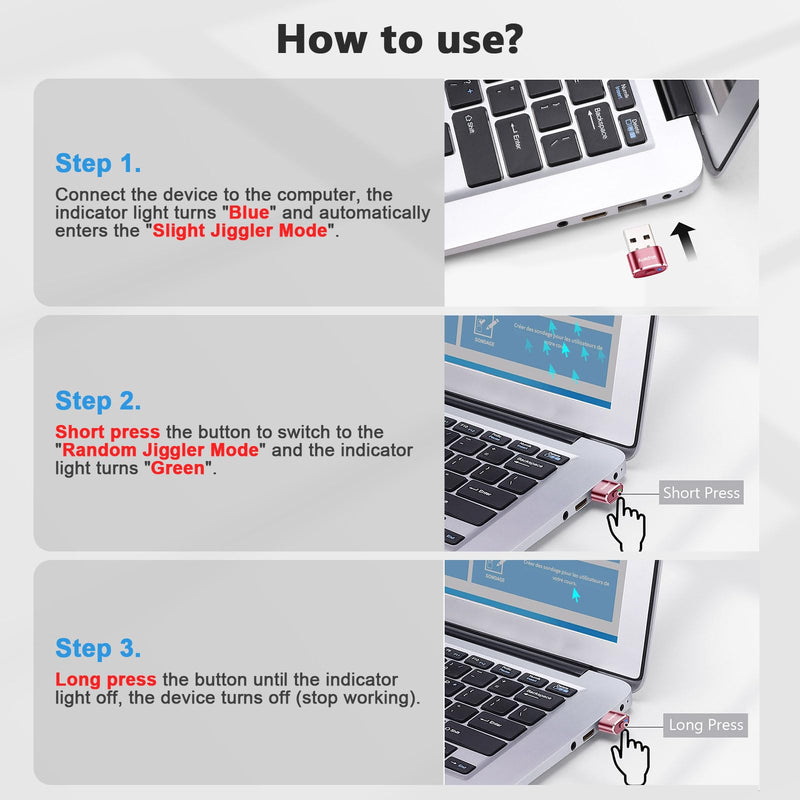  [AUSTRALIA] - Mouse Jiggler Undetectable Metal USB Mouse Mover with Switch Button, Automatic Mini Mouse Shaker with 2 Jiggle Modes, Mouse Simulator, Driver-Free, Plug & Play, Keep Computer/Laptop Awake, Rose Gold 1 PCS