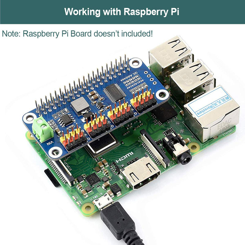  [AUSTRALIA] - MakerFocus PWM Servo Motor Driver IIC Module 16 Channel PWM Outputs 12 Bit Resolution I2C Compatible with Raspberry Pi 4 3B+ 3B Zero/Zero W/Zero WH and Jetson Nano