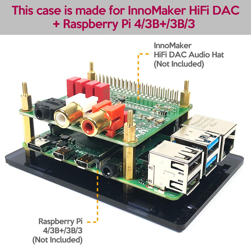  [AUSTRALIA] - Acrylic Case for InnoMaker DAC Hat HiFi Audio Module Works with Raspberry Pi 4 3B+ 3B 3