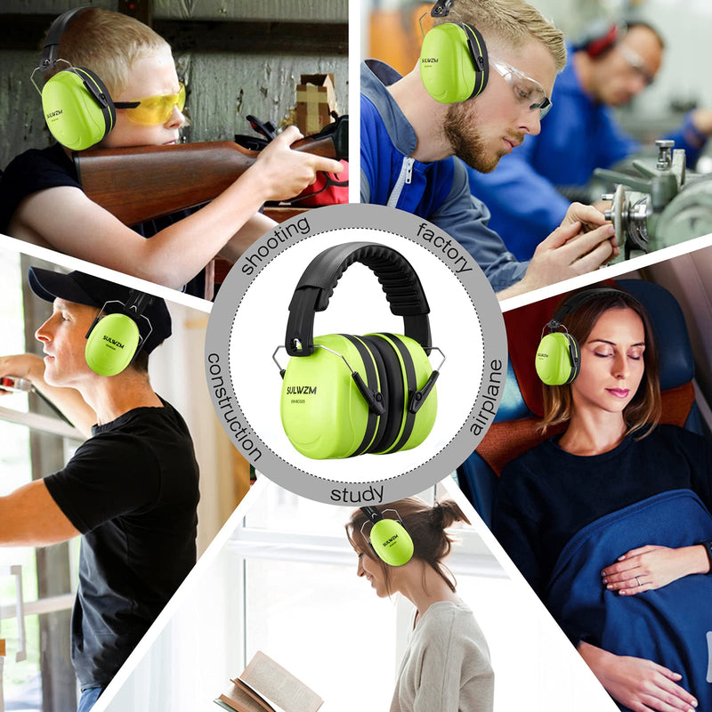  [AUSTRALIA] - SULWZM Hearing Protection Ear Muffs,NRR 28db Noise Cancelling for Shooting, Mowing, Construction,Green Green