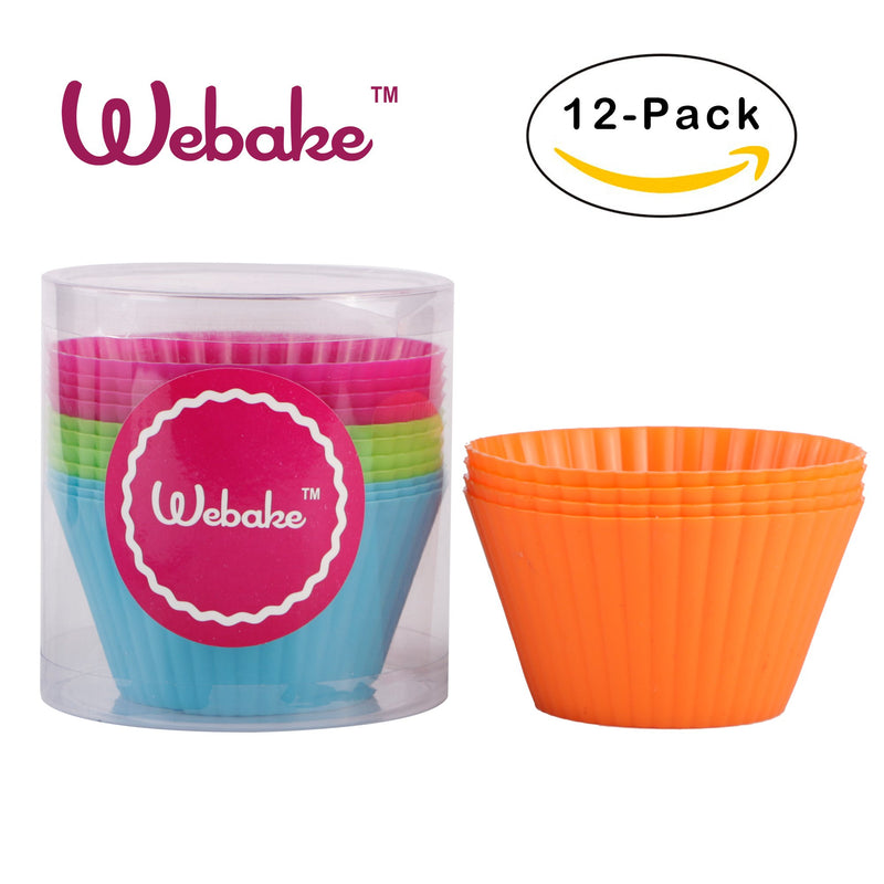  [AUSTRALIA] - Webake Silicone Baking Cups Reusable 3.5 Inch Jumbo Muffin Pan Cupcake Baking Mold Auto Cup Holder Liner 12 Pack Jumbo Cupcake