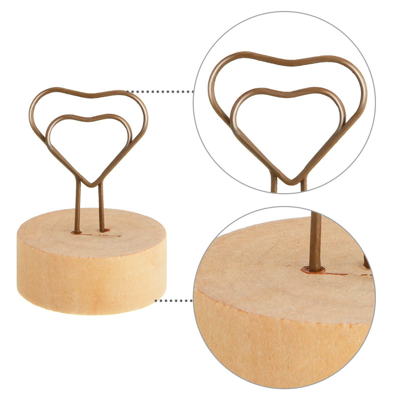  [AUSTRALIA] - Jetec 15 Pieces Heart Shaped Wooden Picture Holder, Wood Table Picture Wire Holder Table Photo Clip Stand for Party Place Card, Valentine's Day and Christmas Party Decorations