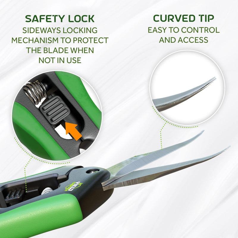  [AUSTRALIA] - Hydroponic 2Pack Microtip Straight blade/Curved Blade Flower Leaf Trimmer Pruning Shears by Yieldcropper