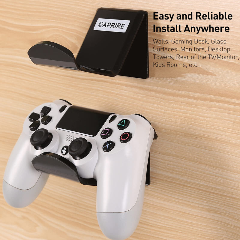  [AUSTRALIA] - Controller Stand Wall Holder Mount for Xbox One PS4 Pro - Pack of 2 OAPRIRE Acrylic Video Game Controller Accessories with Cable Clips - Black