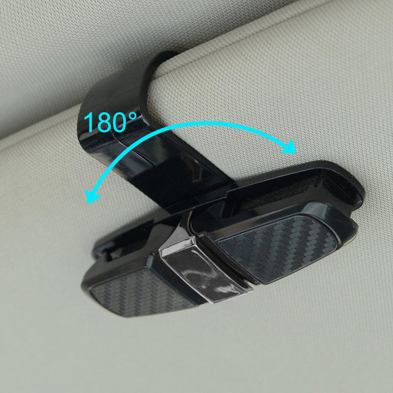  [AUSTRALIA] - FineGood 2 Pack Glasses Holders for Car Sun Visor, Sunglasses Eyeglasses Mount with Ticket Card Clip - Black Silver