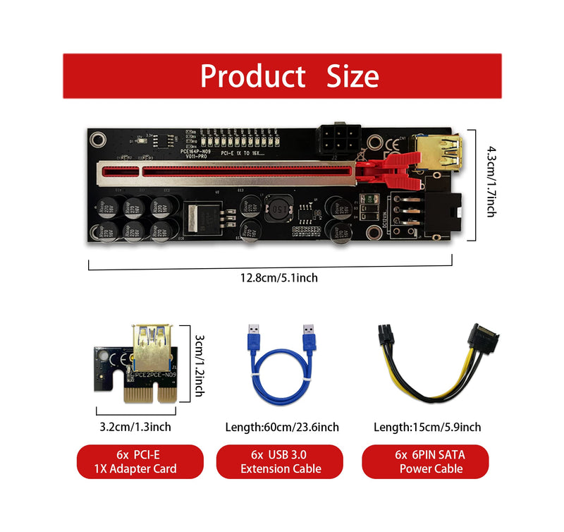  [AUSTRALIA] - IIAzimps GPU Riser Card V011 Pro 10 Capacitors PCI-E Riser Adapter PCI-Express 1X to 16X Extension Cable for Bitcoin Ethereum Mining Devices BTC ETH Miner Rigs (3 Pcs Pack) 3 Pcs Pack