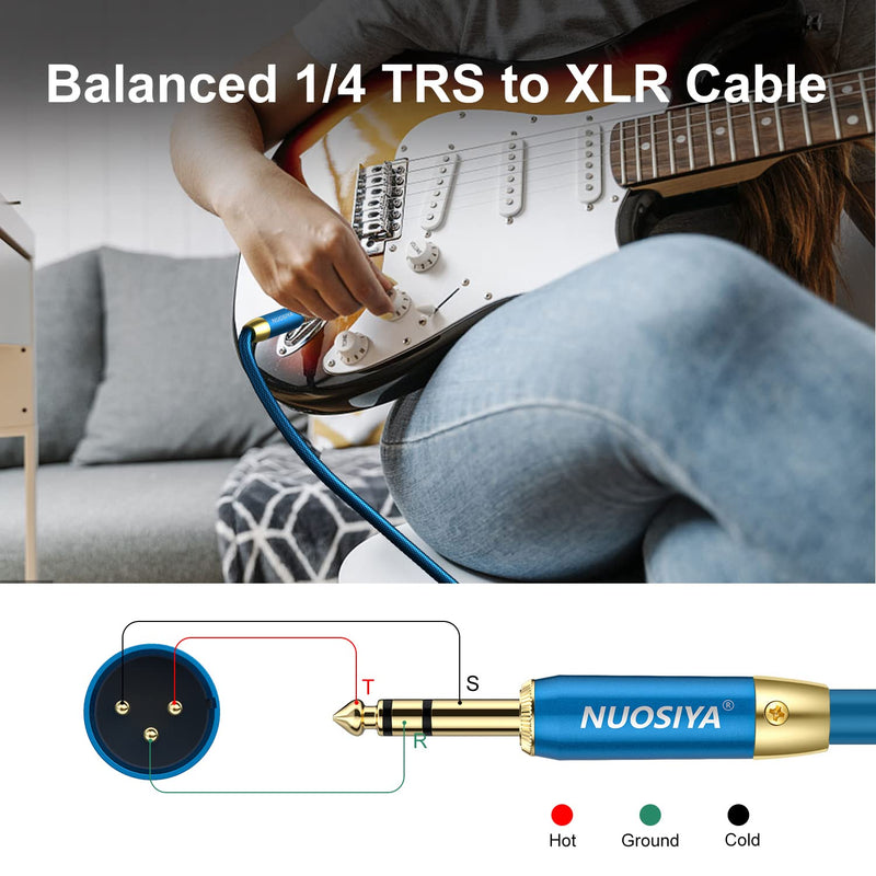  [AUSTRALIA] - NUOSIYA XLR to 1/4 (6.35mm) TRS Cables, TRS to XLR Gold Plated Balanced Speaker Cord Quarter Inch Jack Lead Stereo Signal Interconnect Wire for Microphone, Mixer, Amplifier 3ft-1 Pack Xlr Male to 1/4 PVC