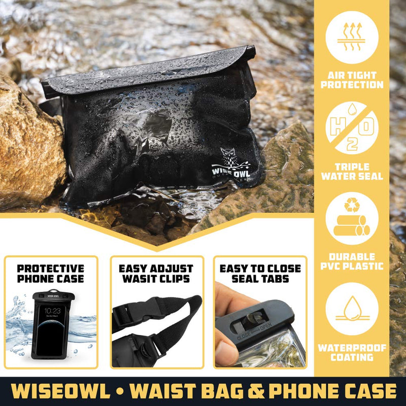  [AUSTRALIA] - Wise Owl Outfitters Waterproof Fanny Pack and Dry Bag for Men & Women - Waist Bag and Waterproof Pouch for Beach, Boating, Swimming, Kayaking and Outdoor Water Sports
