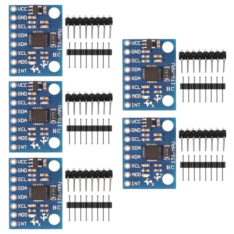  [AUSTRALIA] - DORHEA 5PCS GY-521 MPU-6050 Module, Gyroscope 3 Axis Accelerometer 6 DOF Sensor Module MPU6050 16 Bit AD Converter Data Output IIC I2C