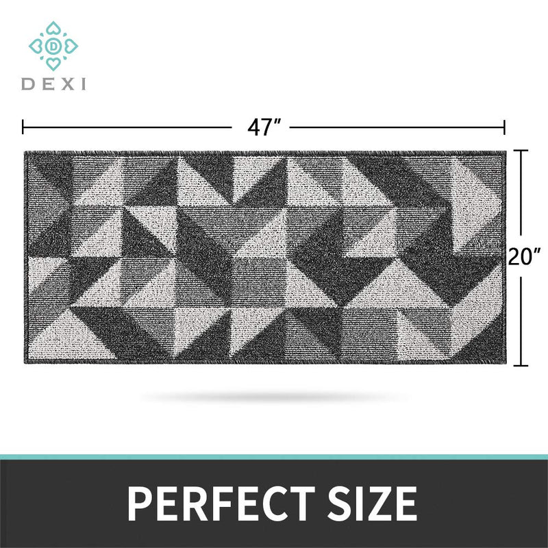  [AUSTRALIA] - DEXI Kitchen Rug Non-Slip Absorbent Mat for Kitchen Floor, Entryway, Hallway and Dining Room, Machine Washable Carpet 20"x47", Black 20"x47"