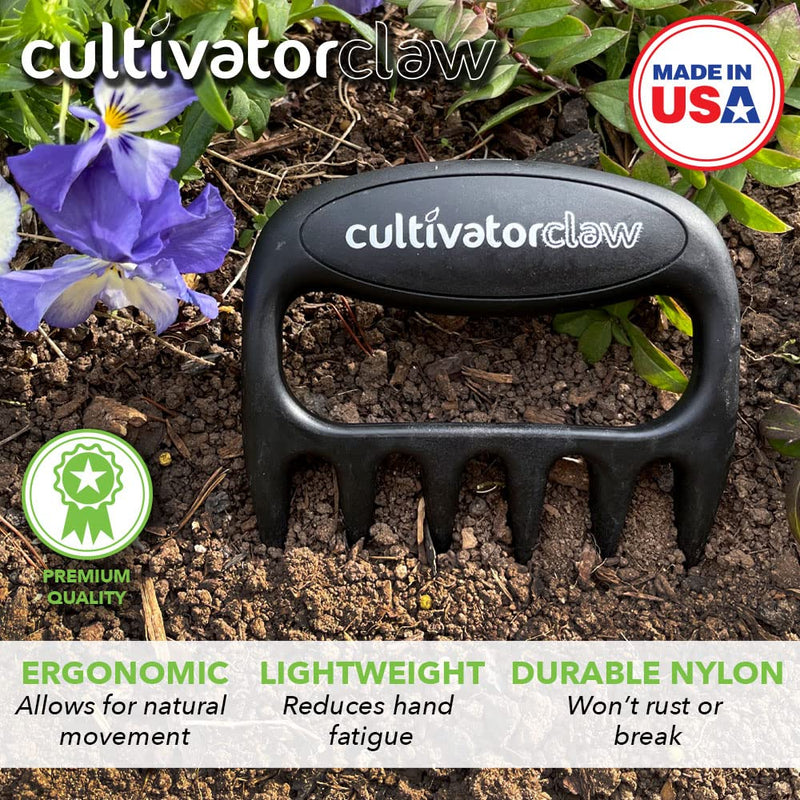  [AUSTRALIA] - Bear Paws Cultivator Claw - Ergonomic Gardening Tools - Hand Held Garden Tool - Hand Rake - Strong Nylon Weeder - Manual Weeding, Aerating, Cultivating… black