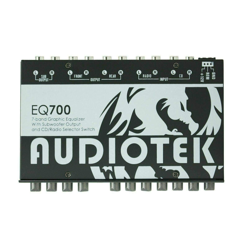 Audiotek AT-EQ700 1/2 Din 7 Band Car Audio Equalizer EQ w/Front, Rear + Sub Output | Auxiliary Stereo RCA Input - 3 Stereo RCA Outputs - Front/Rear Fader, and Selection of Main - LeoForward Australia